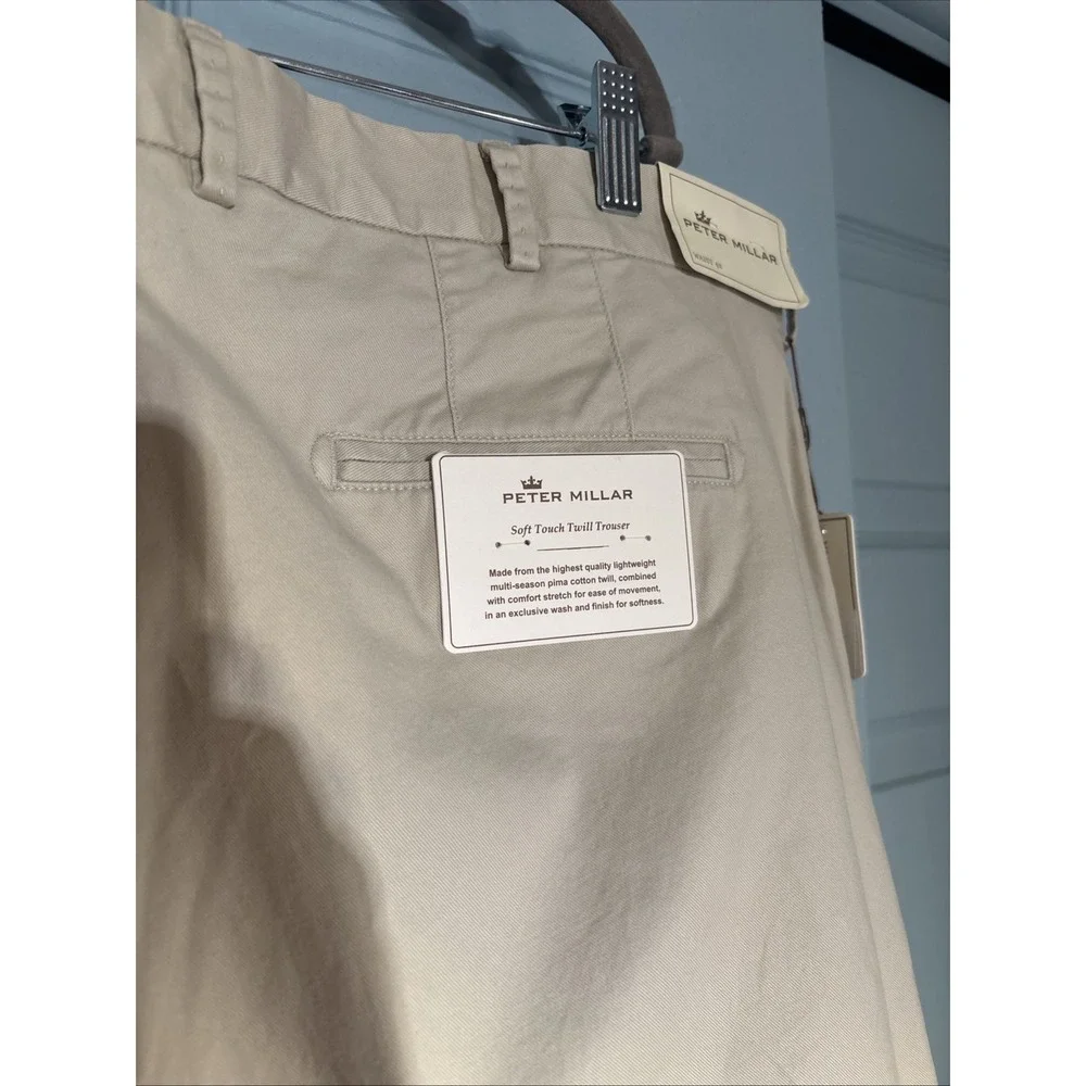Peter Millar Soft Touch Twill Trousers NWT‎ Khaki Sz 42/36